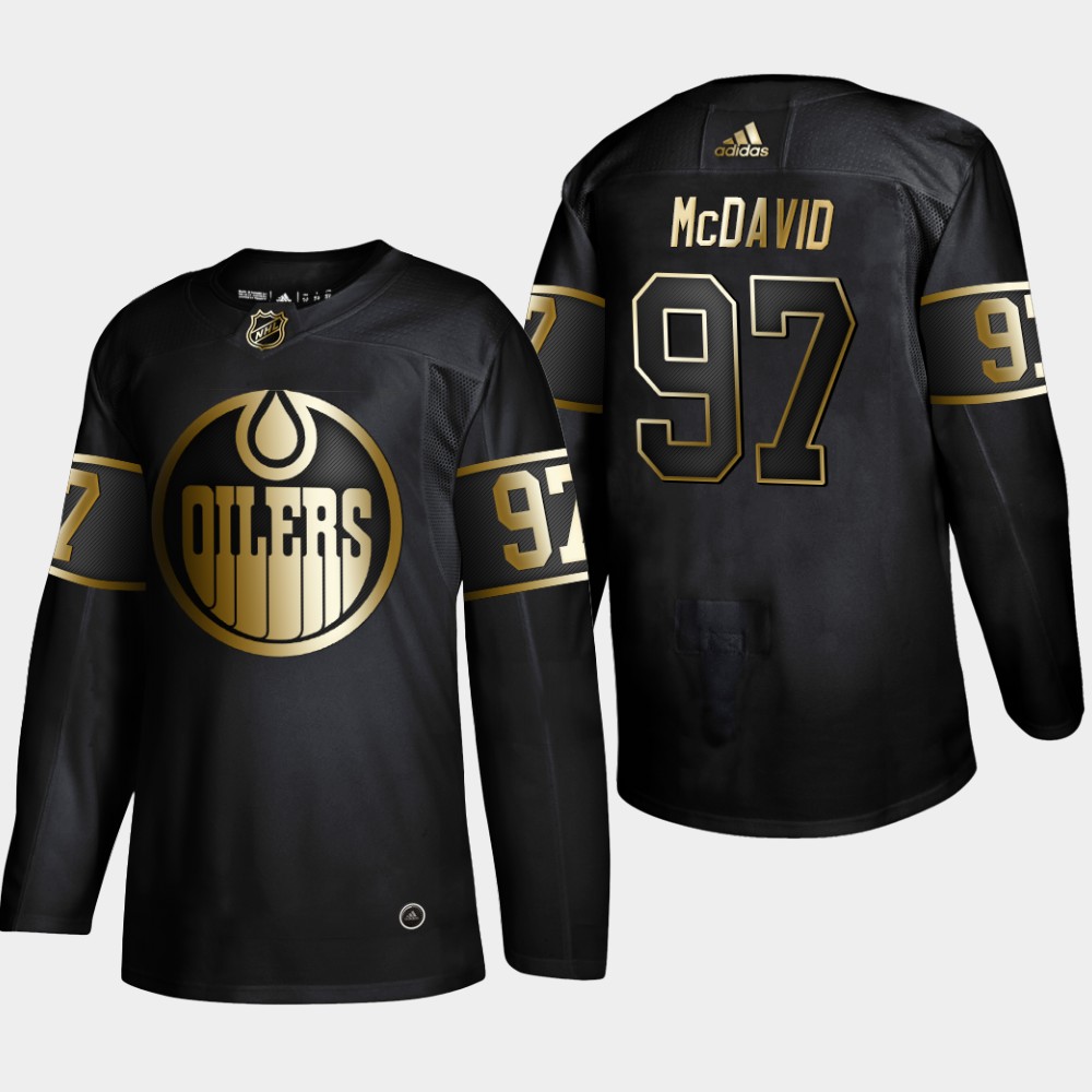 Personalized Oilers 97 Connor McDavid Black Gold Jersey