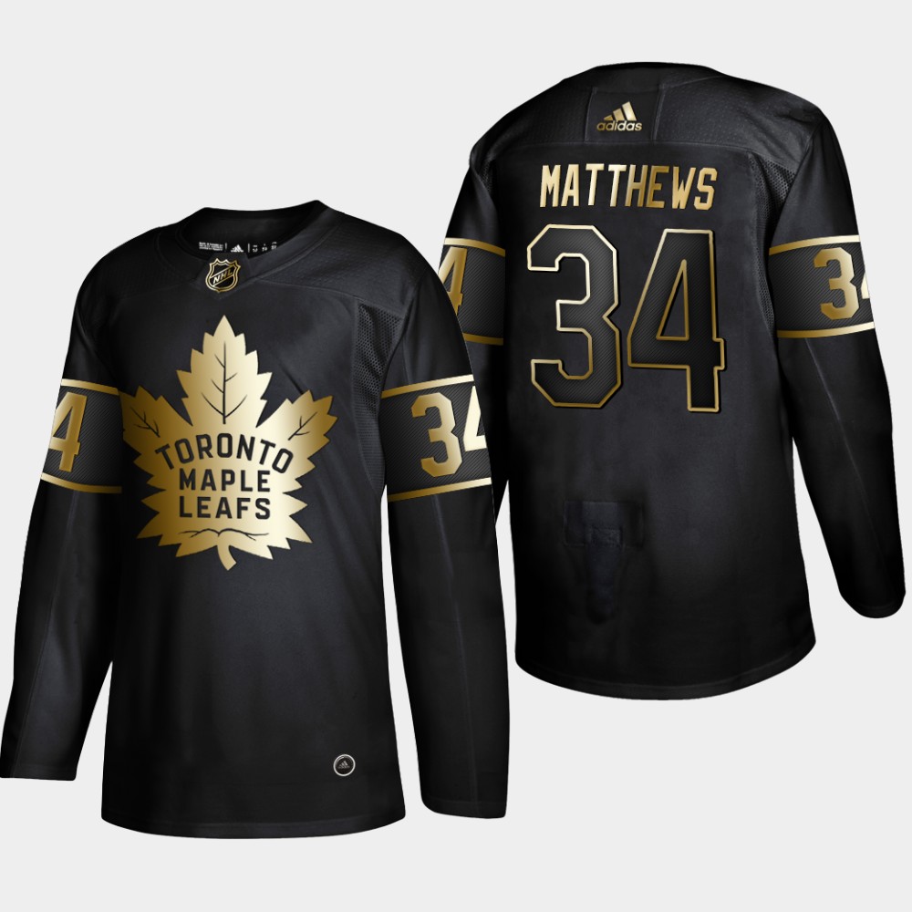 Personalized Maple Leafs 34 Auston Matthews Black Gold Jersey