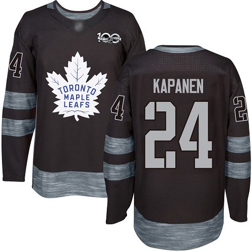 Personalized Maple Leafs #24 Kasperi Kapanen Black 1917-2017 100th Anniversary Stitched Hockey Jersey