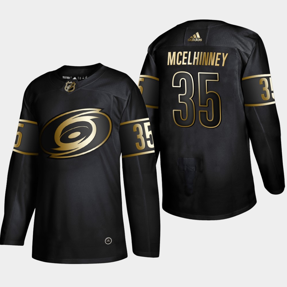 Personalized Hurricanes 35 Curtis Mcelhinney Black Gold Jersey