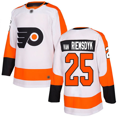 Personalized Flyers #25 James Van Riemsdyk White Road Authentic Stitched Hockey Jersey