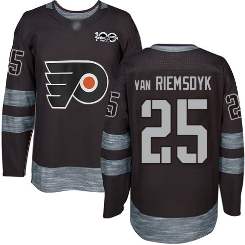 Personalized Flyers #25 James Van Riemsdyk Black 1917-2017 100th Anniversary Stitched Hockey Jersey