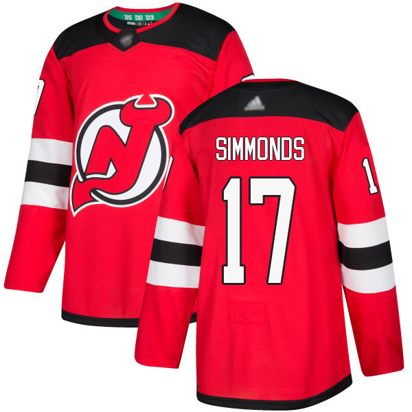 Personalized Devils #17 Wayne Simmonds Red Home Authentic Stitched Hockey Jersey
