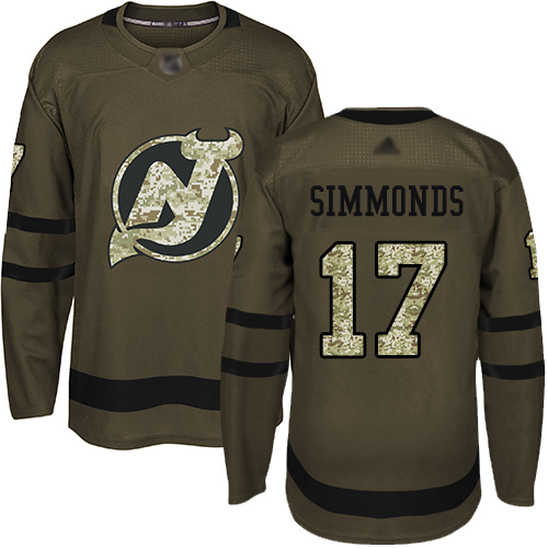 Personalized Devils #17 Wayne Simmonds Green Salute to Service Stitched Hockey Jersey