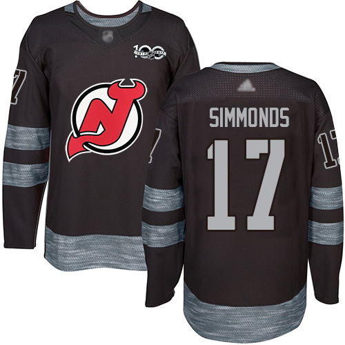 Personalized Devils #17 Wayne Simmonds Black 1917-2017 100th Anniversary Stitched Hockey Jersey