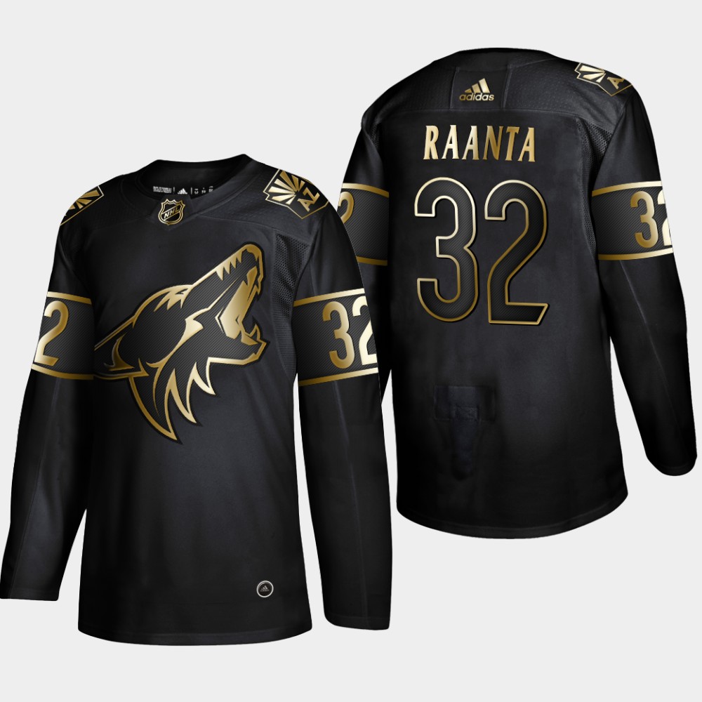 Personalized Coyotes 32 Antti Raanta Black Gold Jersey