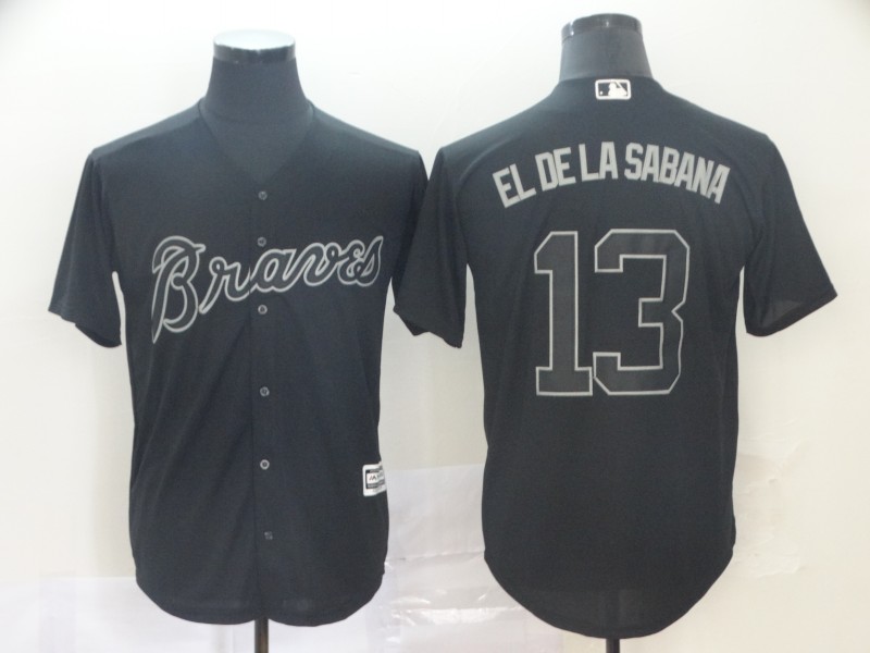 Personalized Braves 13 Ronald Acuna Jr El De La Sabana Black 2019 Players’ Weekend Player Jersey