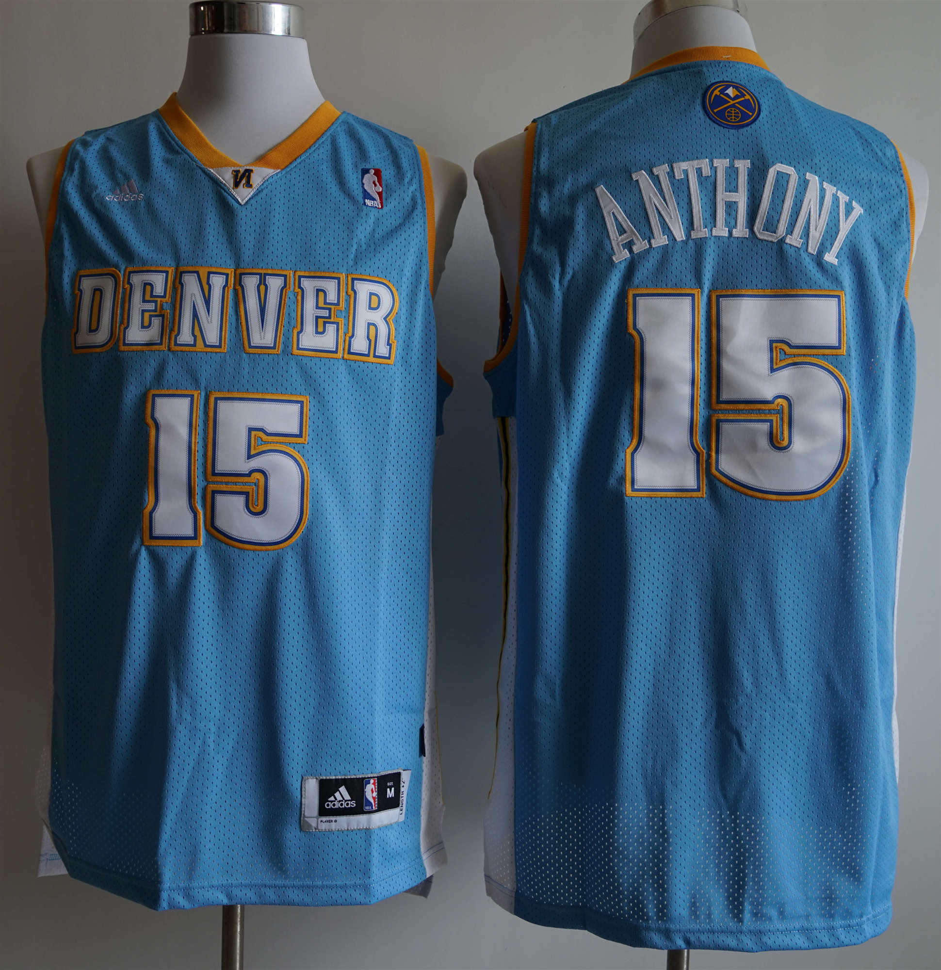Personalized Nuggets 15 Carmelo Anthony Light Blue Jersey