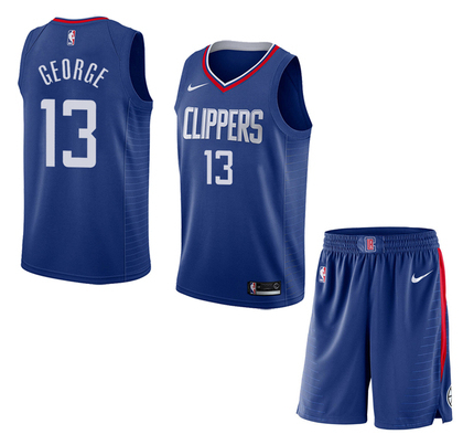 Personalized Clippers 13 Paul George Blue City Edition Swingman Jersey(With Shorts)