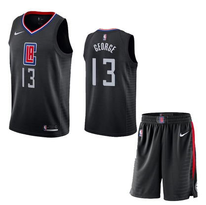 Personalized Clippers 13 Paul George Black City Edition Swingman Jersey(With Shorts)