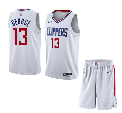 Personalized Clippers 13 Paul George White City Edition Swingman Jersey(With Shorts)