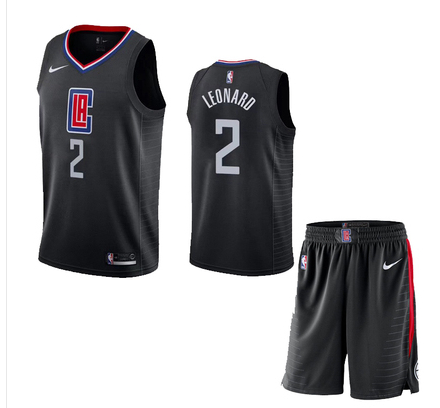 Personalized Clippers 2 Kawhi Leonard Black City Edition Swingman Jersey(With Shorts)