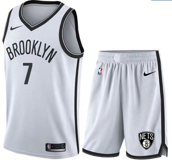 Personalized Nets 7 Kevin Durant White Swingman Jersey(With Shorts)