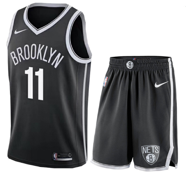 Personalized Nets 11 Kyrie Irving Black Swingman Jersey(With Shorts)