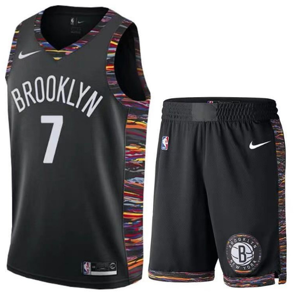 Personalized Nets 7 Kevin Durant Black City Edition Swingman Jersey(With Shorts)