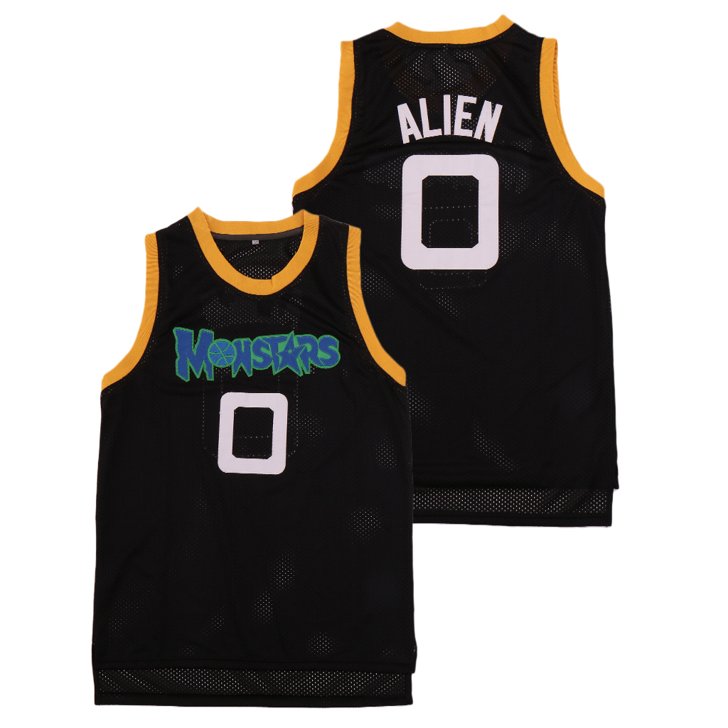 Personalized Monstars 0 Alien Space Jam Movie Monsters Black Stitched Basketball Jersey