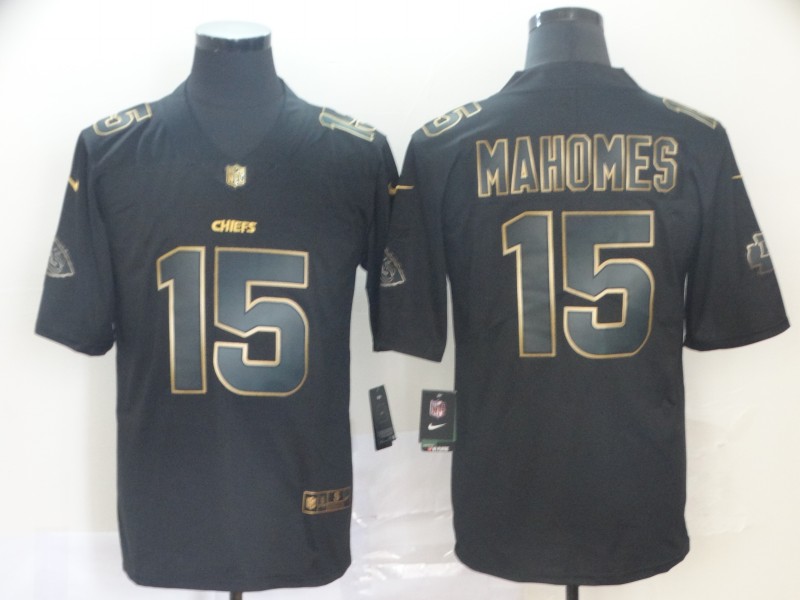 Personalized Chiefs 15 Patrick Mahomes Black Gold Untouchable Limited Jersey