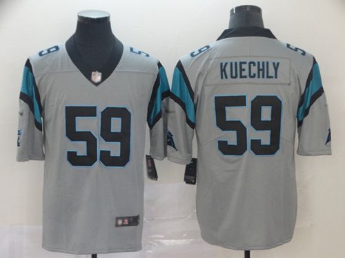 Personalized Panthers #59 Luke Kuechly Silver Men’s Stitched Football Limited Inverted Legend Jersey