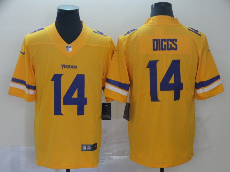 Personalized Vikings 14 Stefon Diggs Gold Inverted Legend Limited Jersey