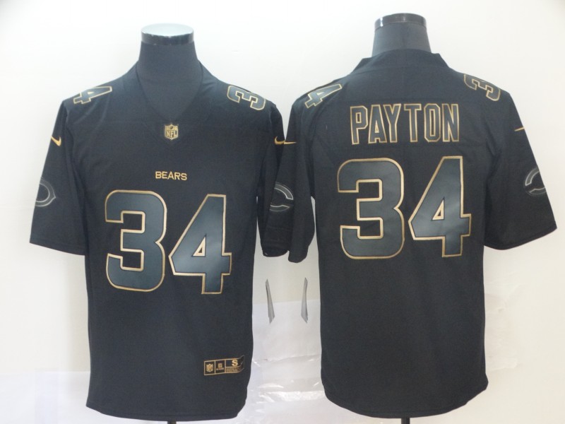 Personalized Bears 34 Walter Payton Black Gold Untouchable Limited Jersey