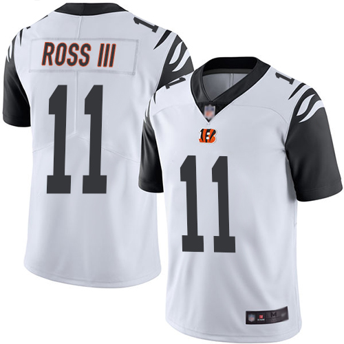 Personalized Bengals #11 John Ross III White Men’s Stitched Football Limited Rush Jersey