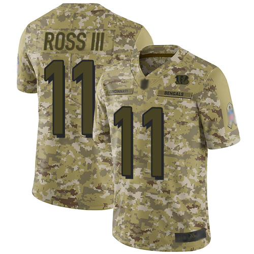 Personalized Bengals #11 John Ross III Camo Men’s Stitched Football Limited 2018 Salute To Service Jersey