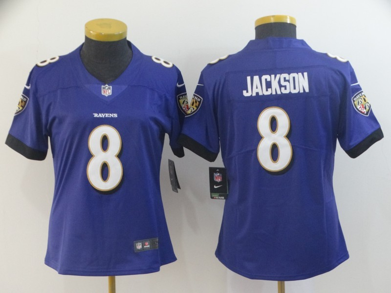 Personalized Ravens 8 LaMar Jackson Purple Women Untouchable Limited Jersey