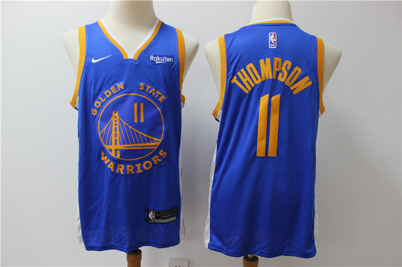 Personalized Warriors 11 Klay Thompson Blue Swingman Jersey