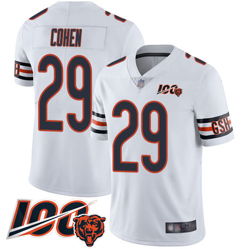 Personalized Bears #29 Tarik Cohen White Men’s Stitched Football 100th Season Limited Jersey