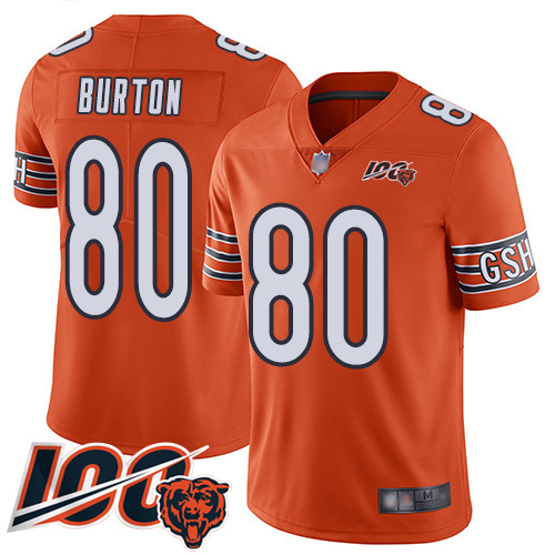 Personalized Bears #80 Trey Burton Orange Men’s Stitched Football Limited Rush 100th Season Jersey