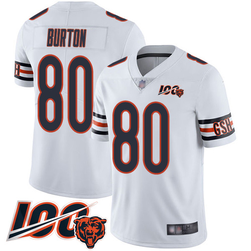 Personalized Bears #80 Trey Burton White Men’s Stitched Football 100th Season Limited Jersey