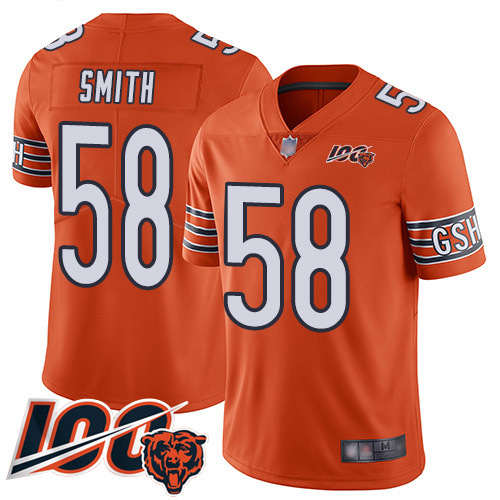 Personalized Bears #58 Roquan Smith Orange Men’s Stitched Football Limited Rush 100th Season Jersey