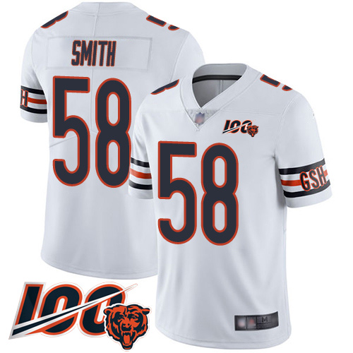 Personalized Bears #58 Roquan Smith White Men’s Stitched Football 100th Season Limited Jersey