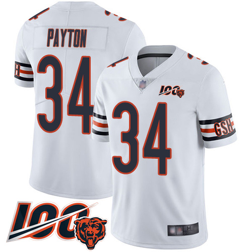 Personalized Bears #34 Walter Payton White Men’s Stitched Football 100th Season Limited Jersey