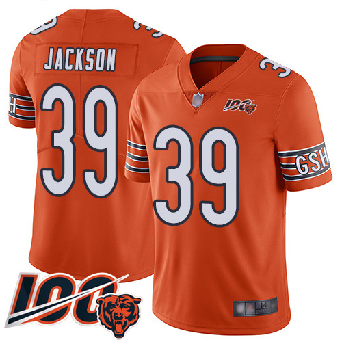Personalized Bears #39 Eddie Jackson Orange Men’s Stitched Football Limited Rush 100th Season Jersey