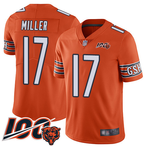 Personalized Bears #17 Anthony Miller Orange Men’s Stitched Football Limited Rush 100th Season Jersey