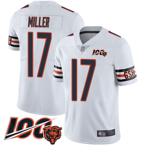 Personalized Bears #17 Anthony Miller White Men’s Stitched Football 100th Season Limited Jersey