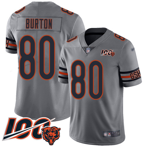 Personalized Bears #80 Trey Burton Silver Men’s Stitched Football Limited Inverted Legend 100th Season Jersey