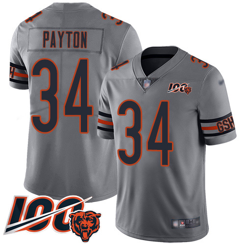 Personalized Bears #34 Walter Payton Silver Men’s Stitched Football Limited Inverted Legend 100th Season Jersey