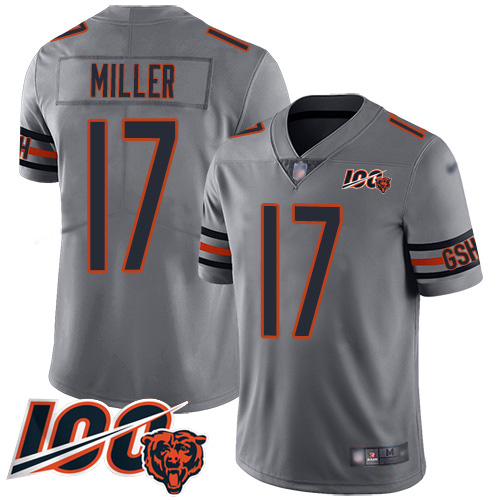 Personalized Bears #17 Anthony Miller Silver Men’s Stitched Football Limited Inverted Legend 100th Season Jersey