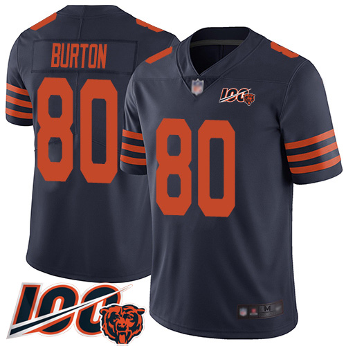 Personalized Bears #80 Trey Burton Navy Blue Alternate Men’s Stitched Football 100th Season Limited Jersey