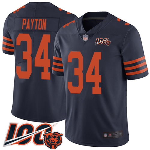 Personalized Bears #34 Walter Payton Navy Blue Alternate Men’s Stitched Football 100th Season Limited Jersey