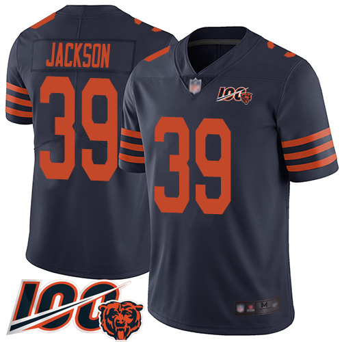 Personalized Bears #39 Eddie Jackson Navy Blue Alternate Men’s Stitched Football 100th Season Limited Jersey