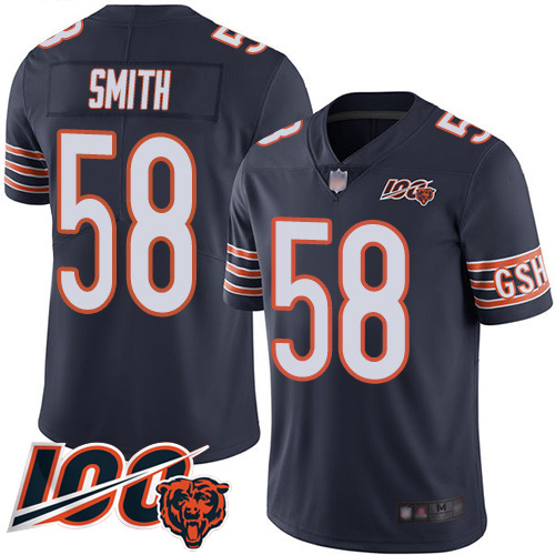 Personalized Bears #58 Roquan Smith Navy Blue Team Color Men’s Stitched Football 100th Season Limited Jersey