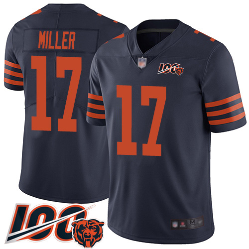 Personalized Bears #17 Anthony Miller Navy Blue Alternate Men’s Stitched Football 100th Season Limited Jersey