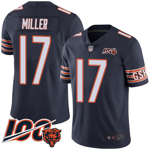 Personalized Bears #17 Anthony Miller Navy Blue Team Color Men’s Stitched Football 100th Season Limited Jersey