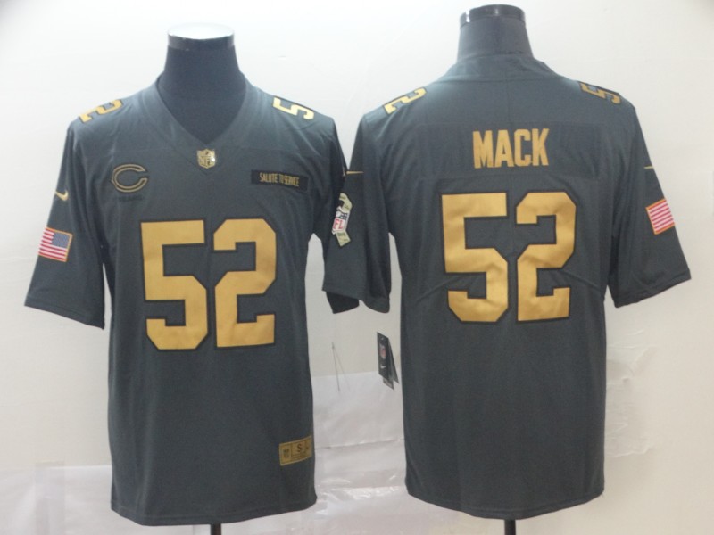 Personalized Bears 52 Khalil Mack Olive Gold Salute To Service Limited Jersey