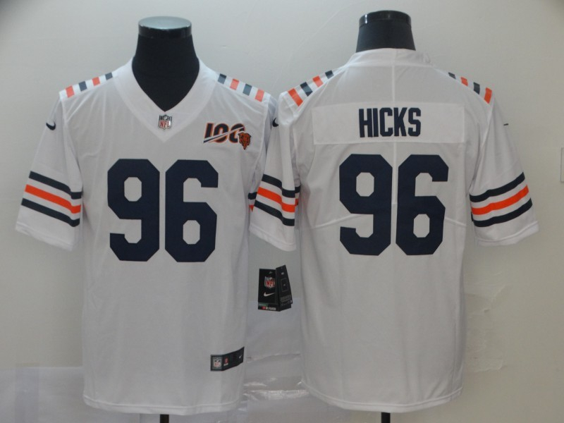 Personalized Bears 96 Akiem Hicks White 2019 100th Season Alternate Classic Untouchable Limited Jersey