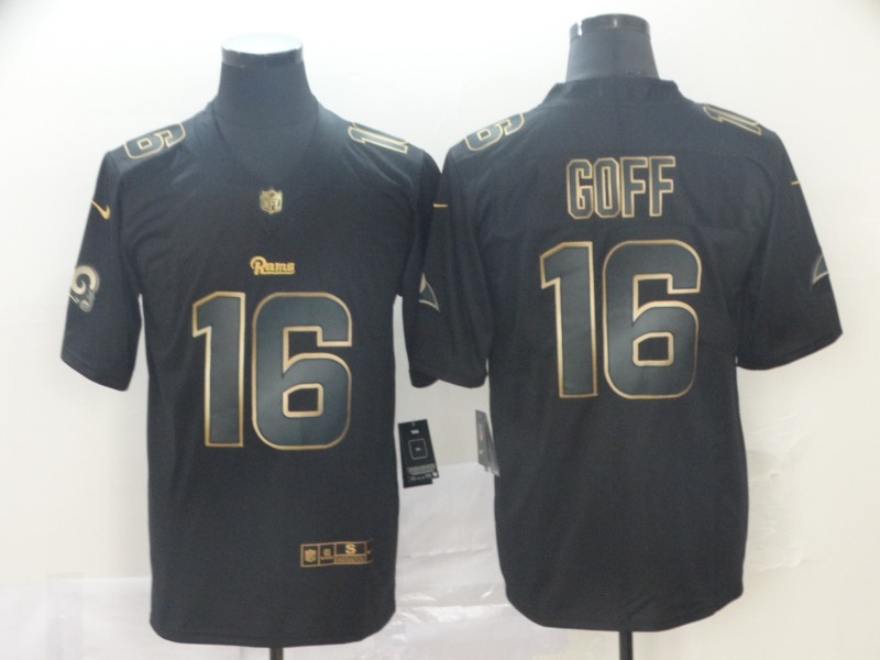 Personalized Rams 16 Jared Goff Black Gold Untouchable Limited Jersey