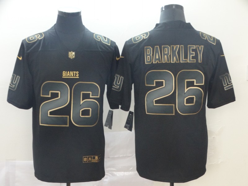 Personalized Giants 26 Saquon Barkley Black Gold Untouchable Limited Jersey